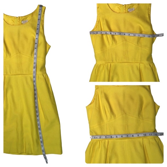 J. Crew Basket Weave Sleeveless A-Line Shift Career Work Dress Yellow 64991 Sz 0 - Picture 4 of 16